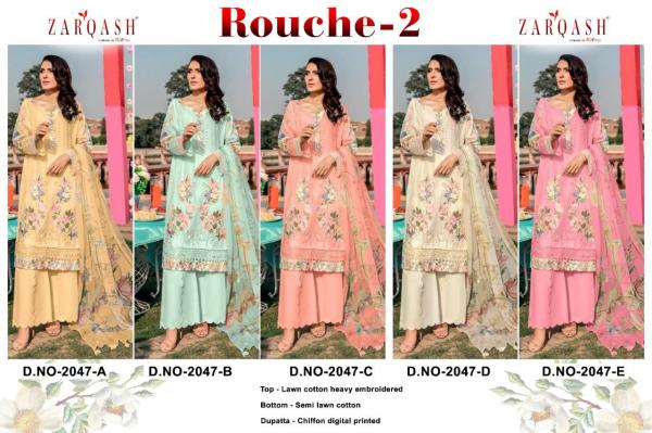 Zarqash Rouche 2 Designer Cotton Embroidery Pakistani Salwar 